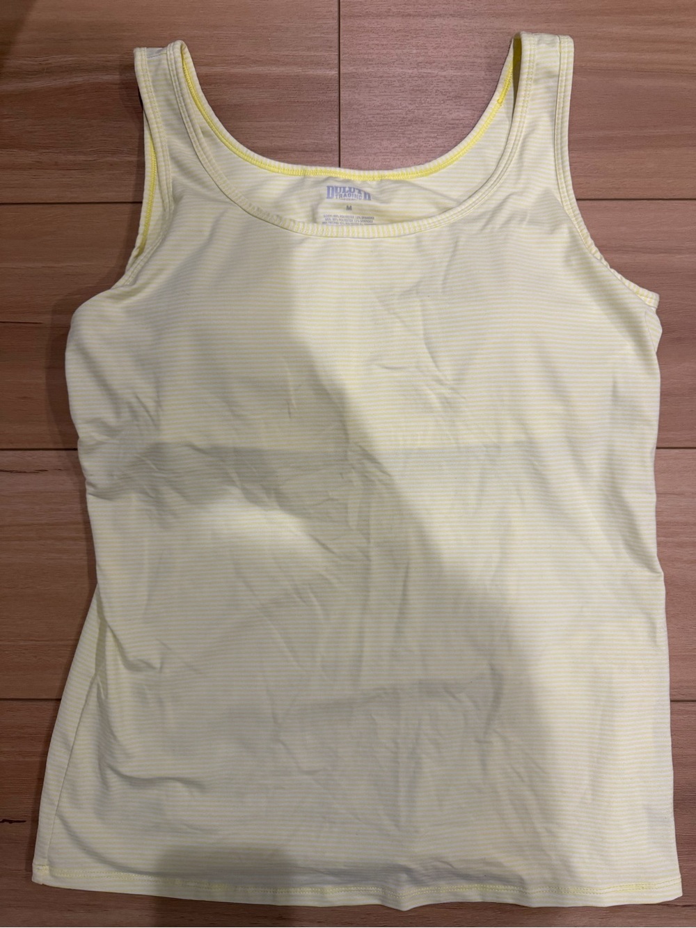 Duluth Trading Co Light Yellow Striped Tank Top
